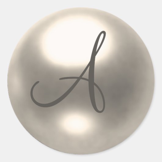 Pearl A monogram Hochzeit Siegel Runder Aufkleber (Vorderseite)