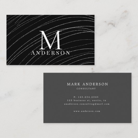 Pearl Abstrakt Masculine Double Monogram Visitenkarte (Vorne/Hinten)