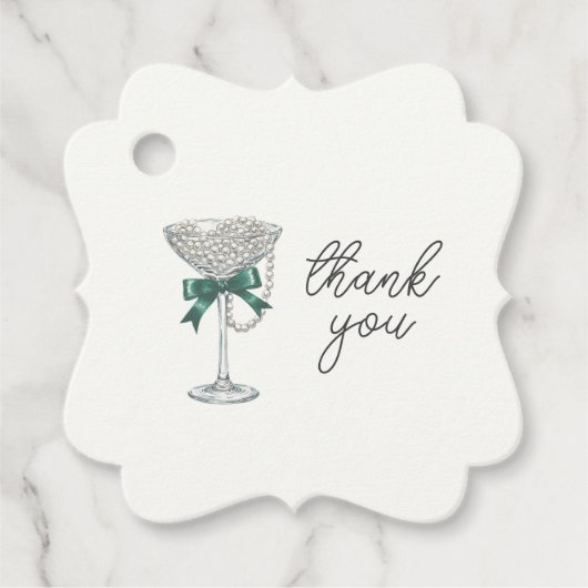 Pearl and Bow Brautparty "Danke" Tag Geschenkanhänger (Vorderseite)