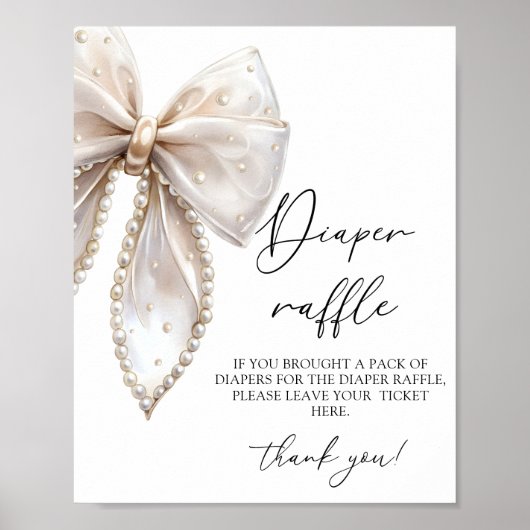 Pearl and Bow Girl Duschkabine Windelwindeln Poster (Vorne)