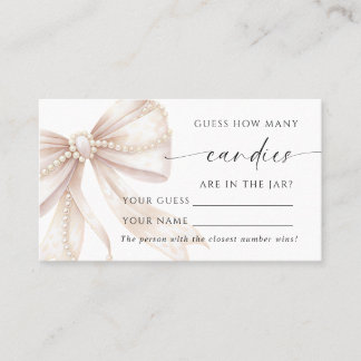 Pearl and Bow How Many Candies Shower Game card Platzkarte