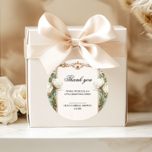 Pearl and Floral Prosecco Brautparty Vielen Dank Runder Aufkleber
