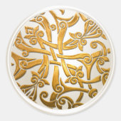Pearl and Gold Celtic Damask Umschlag Aufkleber (Vorderseite)