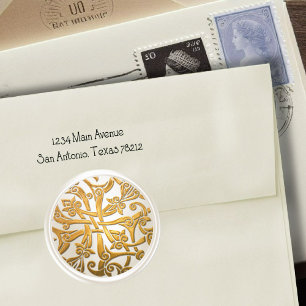 Pearl and Gold Celtic Damask Umschlag Aufkleber