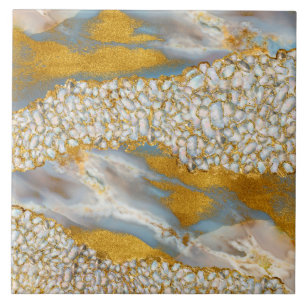 Pearl and Gold Cluster on Marble Fliese
