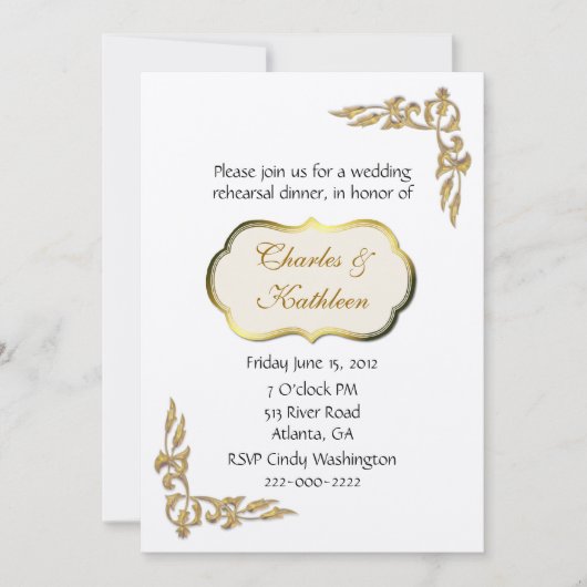 Pearl and Gold Probe Dinner Einladung (Vorderseite)