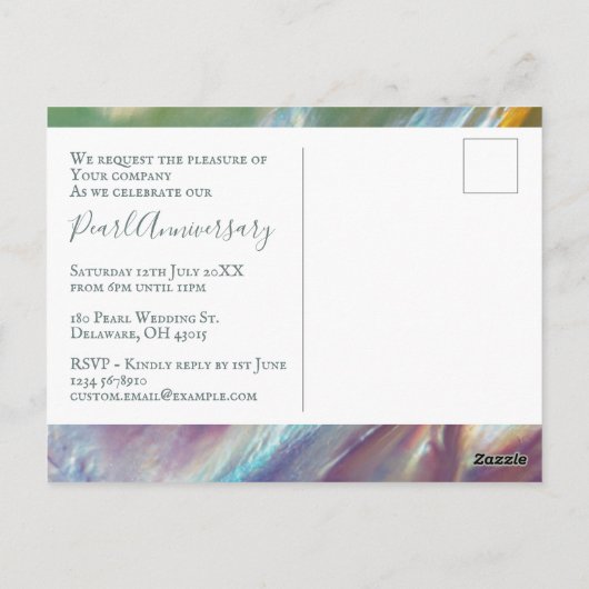 Pearl Anniversary Modern 30. Wedding Einladung Postkarte (Rückseite)