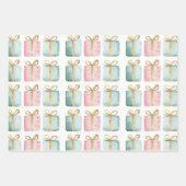 Pearl Aqua Rosa Christbaum Zweigstelle Ornamente Geschenkpapier Set (Vorderseite 3)