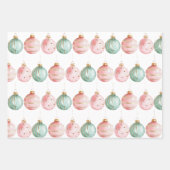 Pearl Aqua Rosa Christbaum Zweigstelle Ornamente Geschenkpapier Set (Vorderseite 2)