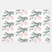 Pearl Aqua Rosa Christbaum Zweigstelle Ornamente Geschenkpapier Set (Vorderseite)