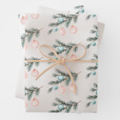 Pearl Aqua Rosa Christbaum Zweigstelle Ornamente Geschenkpapier Set (Beispiel)