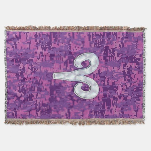 Pearl Aries Zodiac Sign auf Pink Digital Camouflag Decke (Vorderseite)
