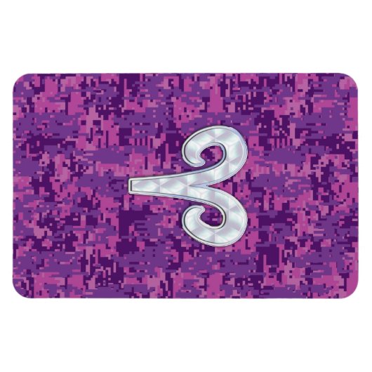 Pearl Aries Zodiac Sign auf Pink Digital Camouflag Magnet (Horizontal)