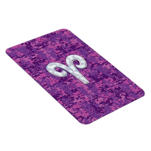 Pearl Aries Zodiac Sign auf Pink Digital Camouflag Magnet (Rechte Seite)