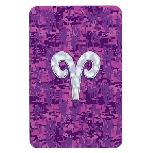 Pearl Aries Zodiac Sign auf Pink Digital Camouflag Magnet (Vertikal)