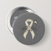 Pearl Awareness Ribbon Butterfly Button (Vorne & Hinten)