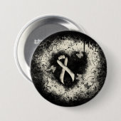 Pearl Awareness Ribbon Grunge Herz Button (Vorne & Hinten)