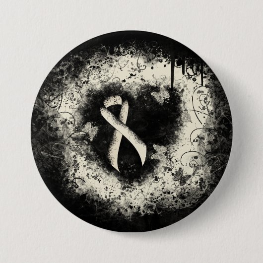 Pearl Awareness Ribbon Grunge Herz Button (Vorderseite)