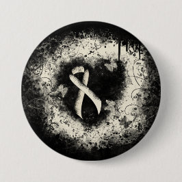Pearl Awareness Ribbon Grunge Herz Button