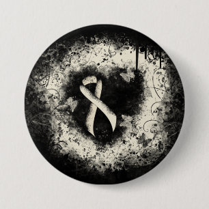 Pearl Awareness Ribbon Grunge Herz Button
