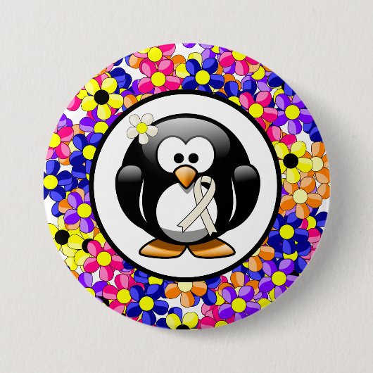 Pearl Awareness Ribbon Penguin Button (Vorderseite)