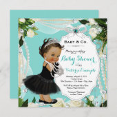 Pearl Baby & Co Black Aquamarin Ethnic Baby Girl D Einladung (Vorne/Hinten)