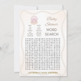 Pearl Baby Shower Game - Editable Name, 5x7 Einladung