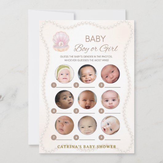 Pearl Baby Shower Game - Editable Name, 5x7 Einladung (Vorderseite)