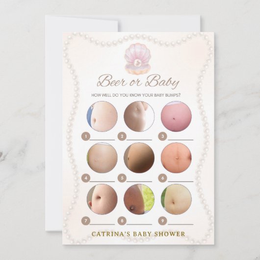 Pearl Baby Shower Game - Editable Name, 5x7 Einladung (Vorderseite)