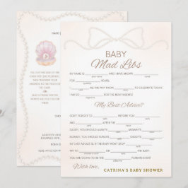 Pearl Baby Shower Game - Editable Name, 5x7 Einladung
