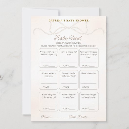 Pearl Baby Shower Game - Editable Name, 5x7 Einladung (Vorderseite)