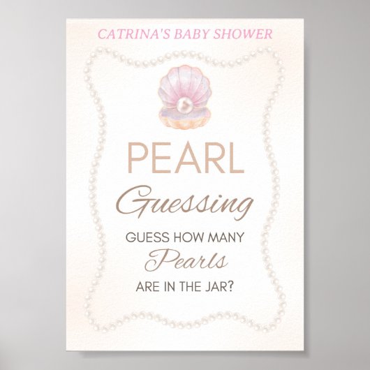 Pearl Baby Shower Game Sign Poster (Vorne)
