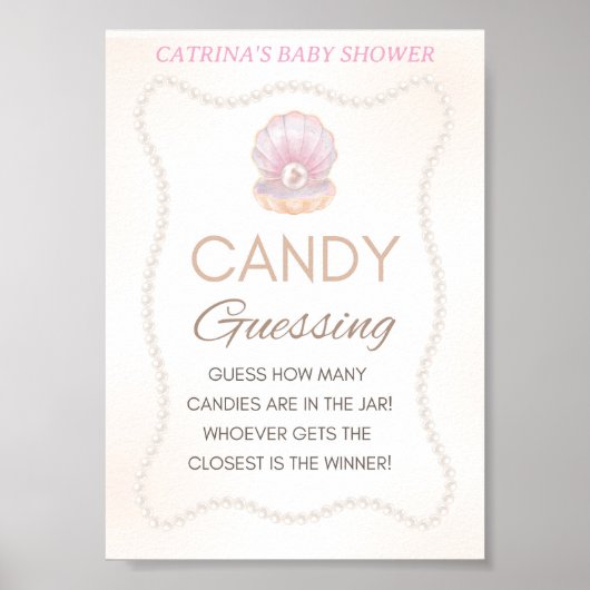 Pearl Baby Shower Game Sign Poster (Vorne)