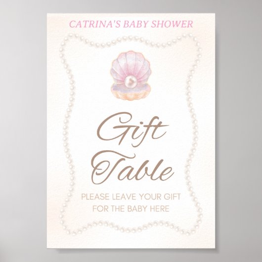Pearl Baby Shower Game Sign Poster (Vorne)