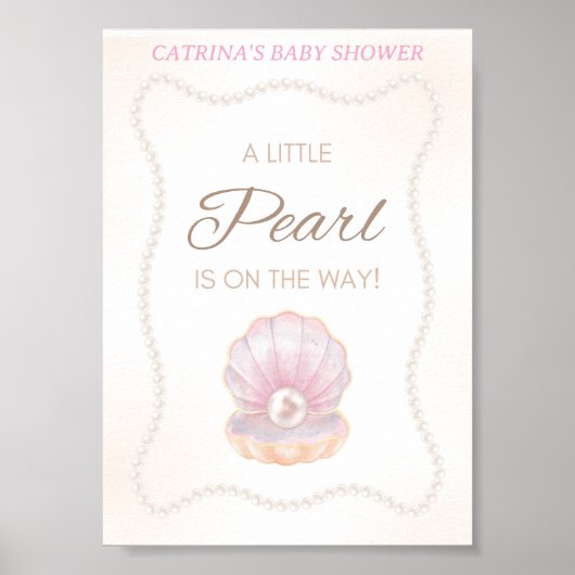 Pearl Baby Shower Game Sign Poster (Vorne)