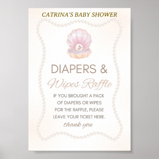 Pearl Baby Shower Game Sign Poster (Vorne)