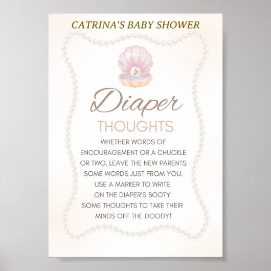 Pearl Baby Shower Game Sign Poster (Vorne)