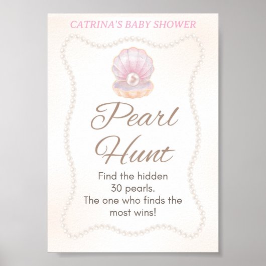 Pearl Baby Shower Game Sign Poster (Vorne)