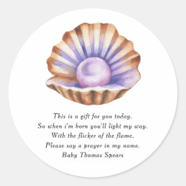 Pearl Baby Shower - Prayer Candle Label Runder Aufkleber