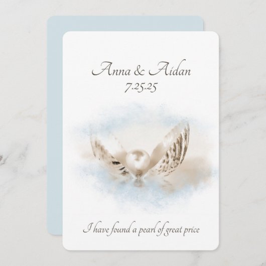 Pearl bei Seashell Wedding Einladung (Vorne/Hinten)