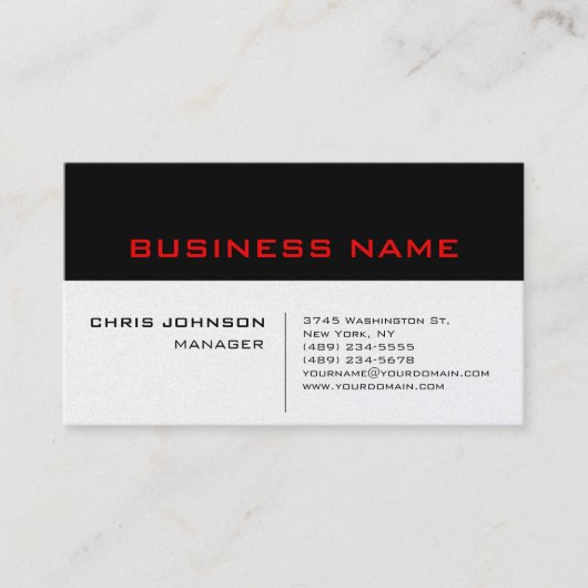 Pearl Black Stripe Unique Manager Business Card Visitenkarte (Vorderseite)