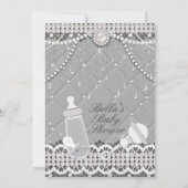 Pearl Bling Baby Shower Einladungen (Rückseite)