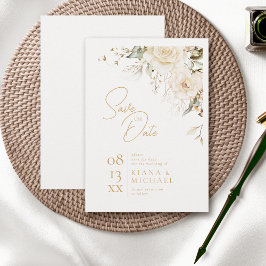 Pearl Blush Bloral Elegance Border Wedding ID989 Save The Date