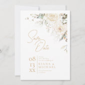 Pearl Blush Bloral Elegance Border Wedding ID989 Save The Date (Vorderseite)