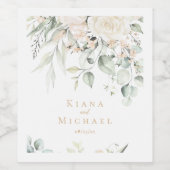 Pearl Blush Bloral Wedding Names ID989 Weinetikett (Einzelnes Label)