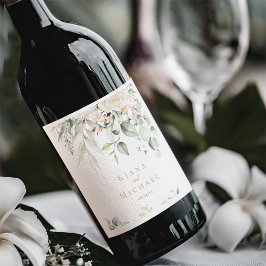 Pearl Blush Bloral Wedding Names ID989 Weinetikett