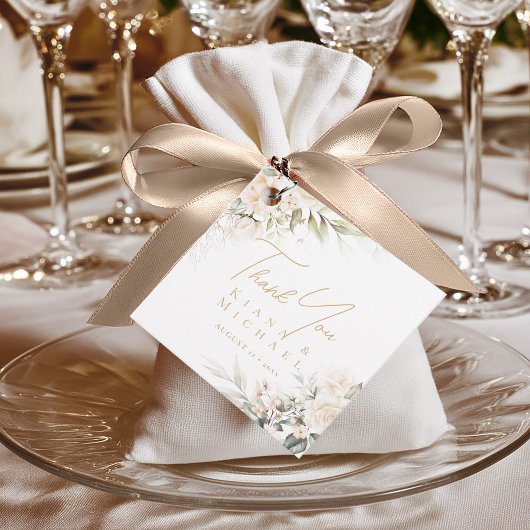 Pearl Blush Floral Elegance Danke, ID989 Geschenkanhänger