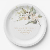 Pearl Blush Floral Elegance Motif Wedding ID989 Pappteller (Vorderseite)