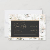 Pearl Blush Floral Elegance Muster Ebony ID989 RSVP Karte (Vorderseite)