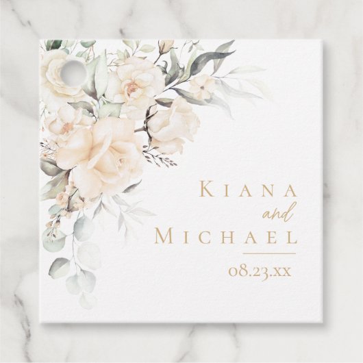 Pearl Blush Floral Elegance Wedding ID989 Geschenkanhänger (Vorderseite)